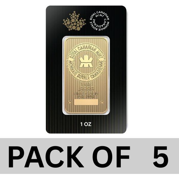 1 oz Gold Bar (Inc. Assay Card) (Pack Of 5) – Royal Canadian Mint 1 oz Gold Bar (Inc. Assay Card) (Pack Of 5) – Royal Canadian Mint