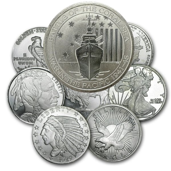 1/2 oz Silver Round (Random Mint & Design) (Circulated) 1/2 oz Circulated Silver Round – Random Mint & Design