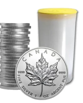 1 oz Silver Maple Leaf tube random year 25 coins .9999 pure silver bullion