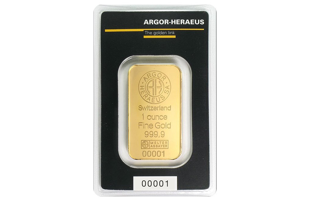 1 oz Gold Bars - Argor Heraeus (w/ assay) 1 oz Gold Bars - Argor Heraeus (w/ assay)