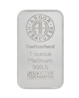 1 oz Platinum Argor Heraeus Bar .9995