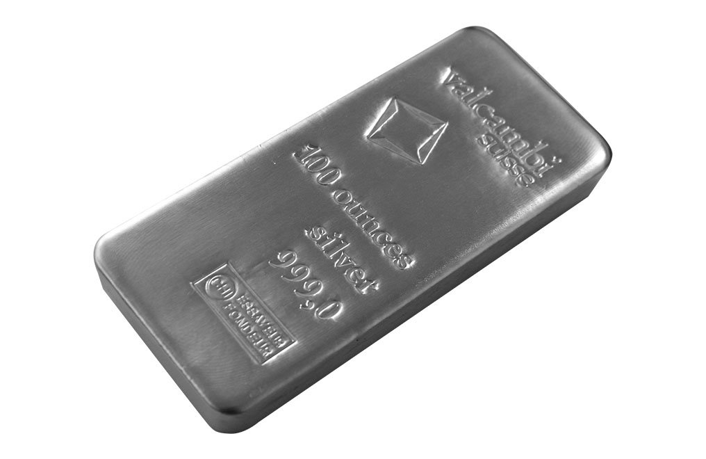 100 oz Silver Valcambi Suisse Cast Bar 100 oz Silver Valcambi Suisse Cast Bar