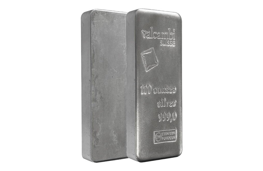 100 oz Silver Valcambi Suisse Cast Bar 100 oz silver cast bar .999 pure silver investment bullion