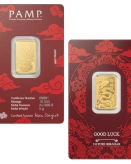 2025 5 Gram Good Luck Yellow Dragon Gold Bar